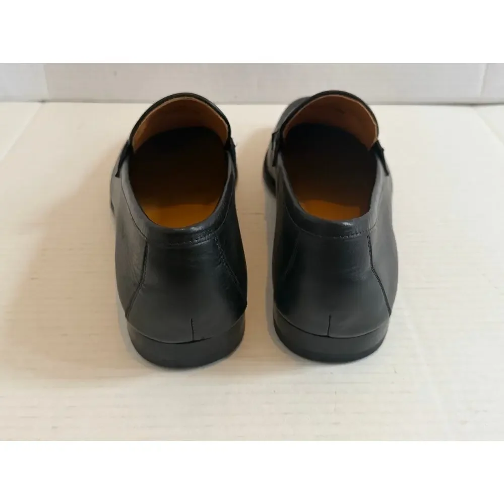 Men's Magnanni Flex Black Leather Strap Silver Buckle Dress Slip On Shoes Sz 12